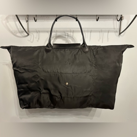 Vintage ROOTS Large Black Leather and Nylon Foldable Bag - Picture 2 of 7